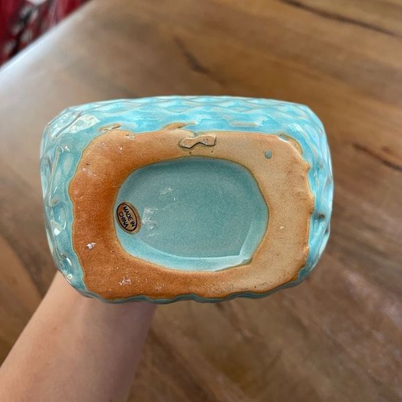 Turquoise Textured Ceramic Vase - Picture 4 of 6